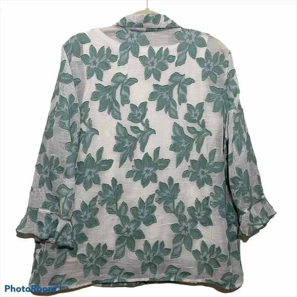 Alfred Dunner 2 Piece Green Flower Top Blouse 16 - Picture 4 of 9